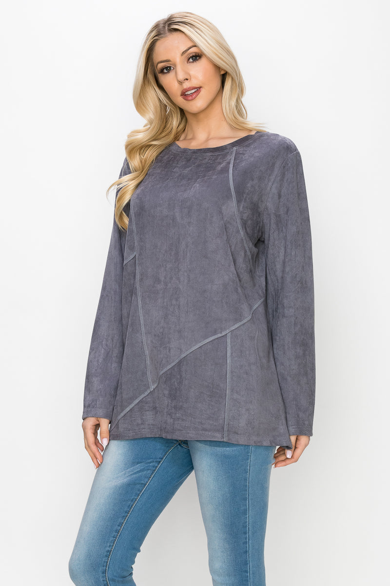 Aldis Stretch Suede Stitched Top