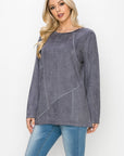 Aldis Stretch Suede Stitched Top