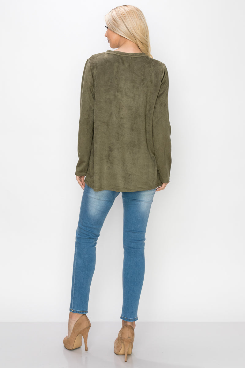 Aldis Stretch Suede Stitched Top