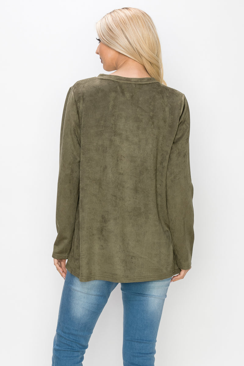 Aldis Stretch Suede Stitched Top