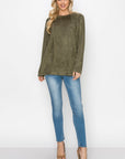 Aldis Stretch Suede Stitched Top