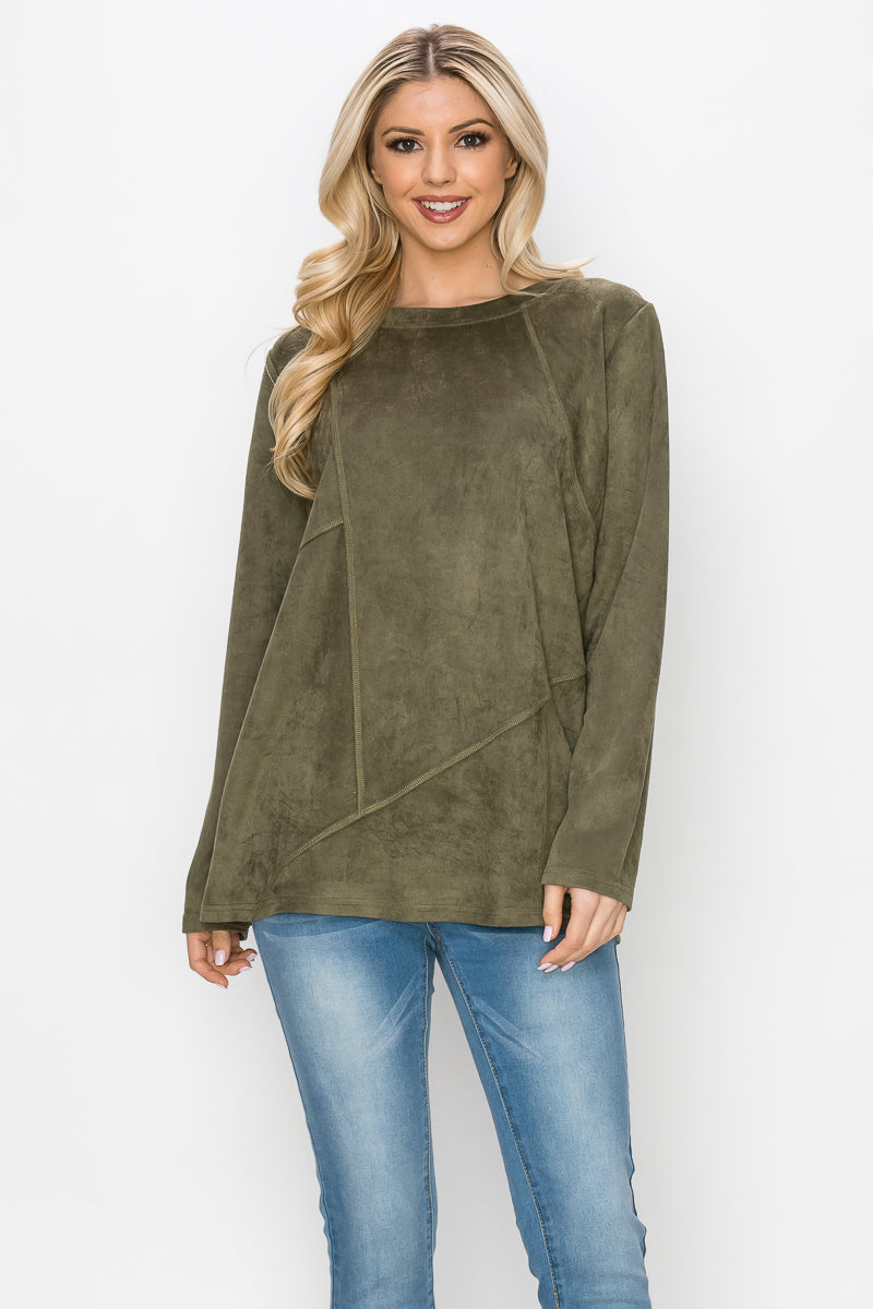 Aldis Stretch Suede Stitched Top