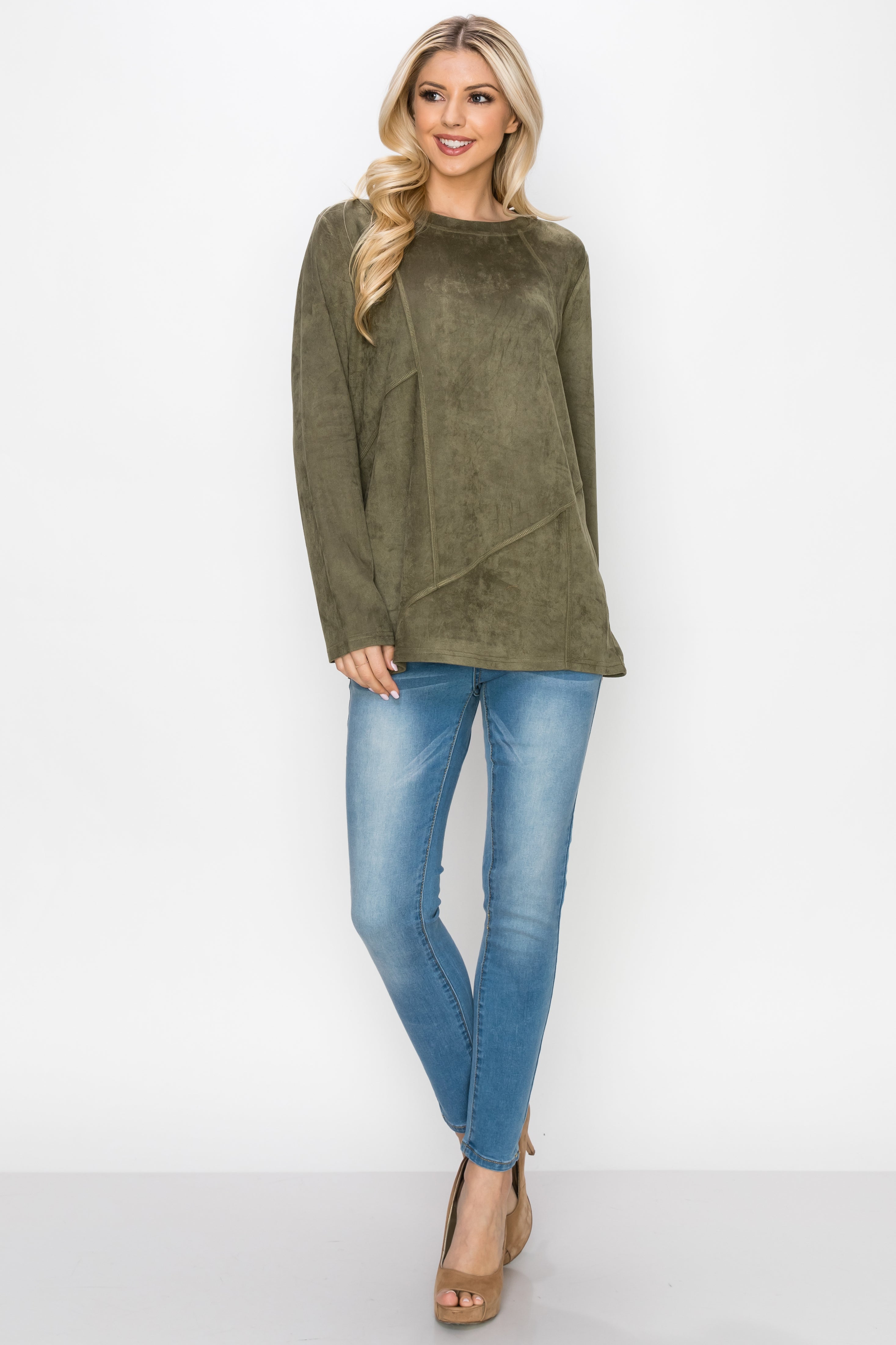 Aldis Stretch Suede Stitched Top