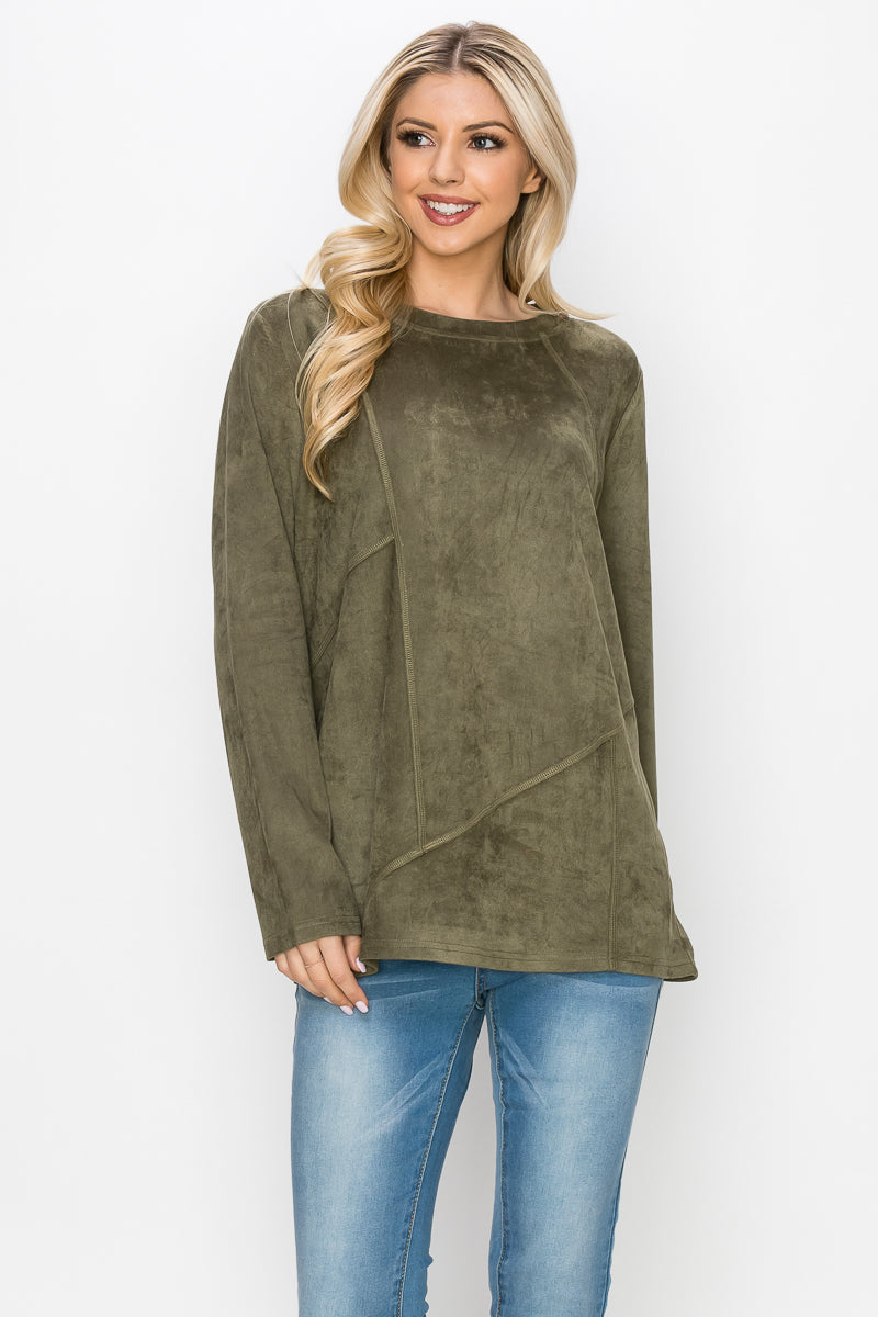 Aldis Stretch Suede Stitched Top