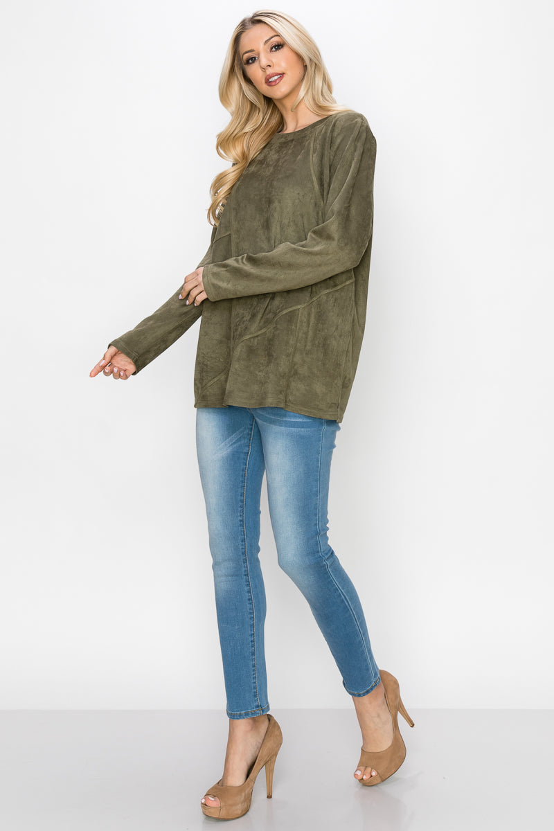 Aldis Stretch Suede Stitched Top