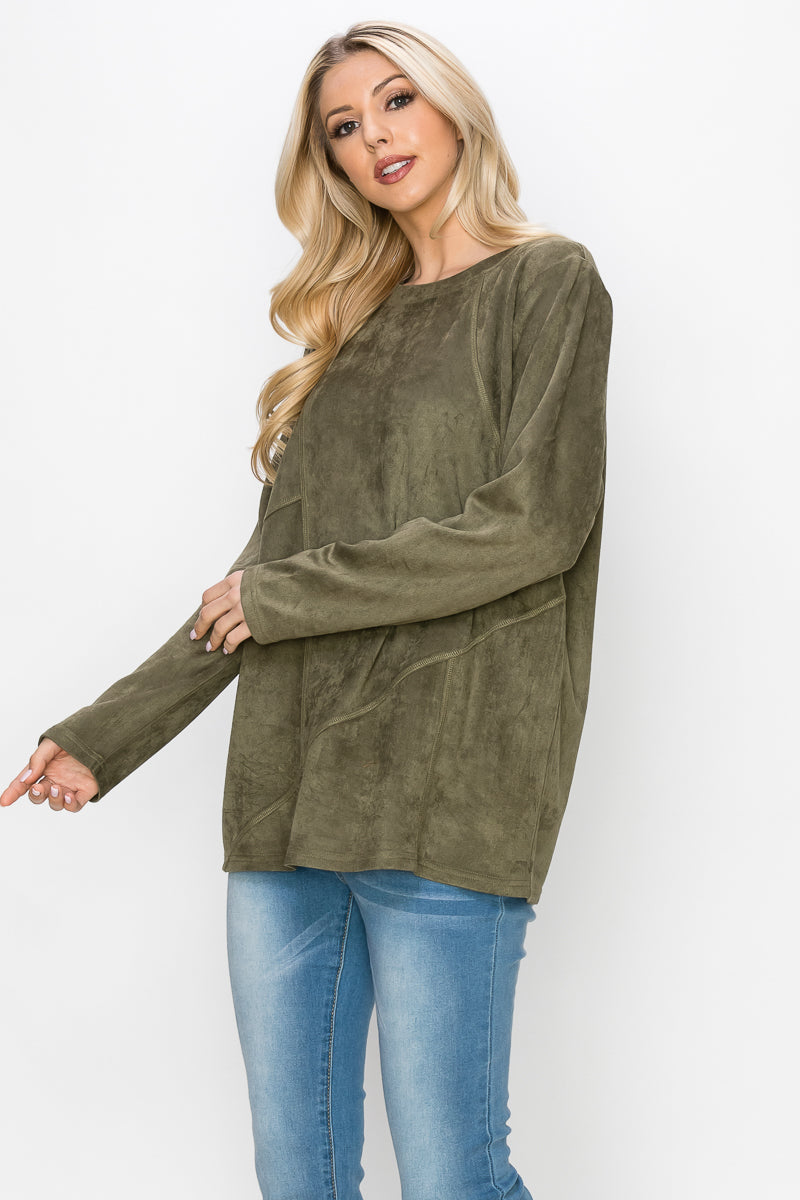 Aldis Stretch Suede Stitched Top