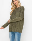 Aldis Stretch Suede Stitched Top