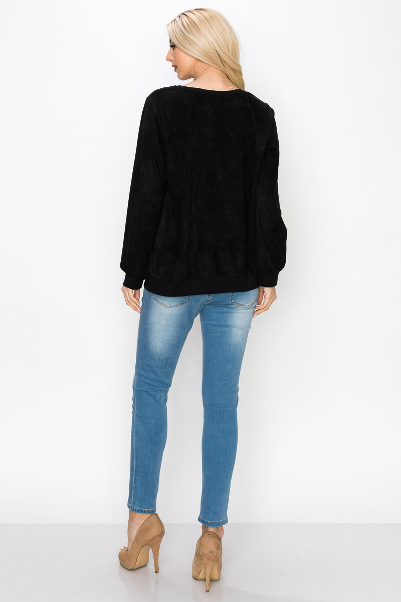 Alisa Stretch Faux Suede Top