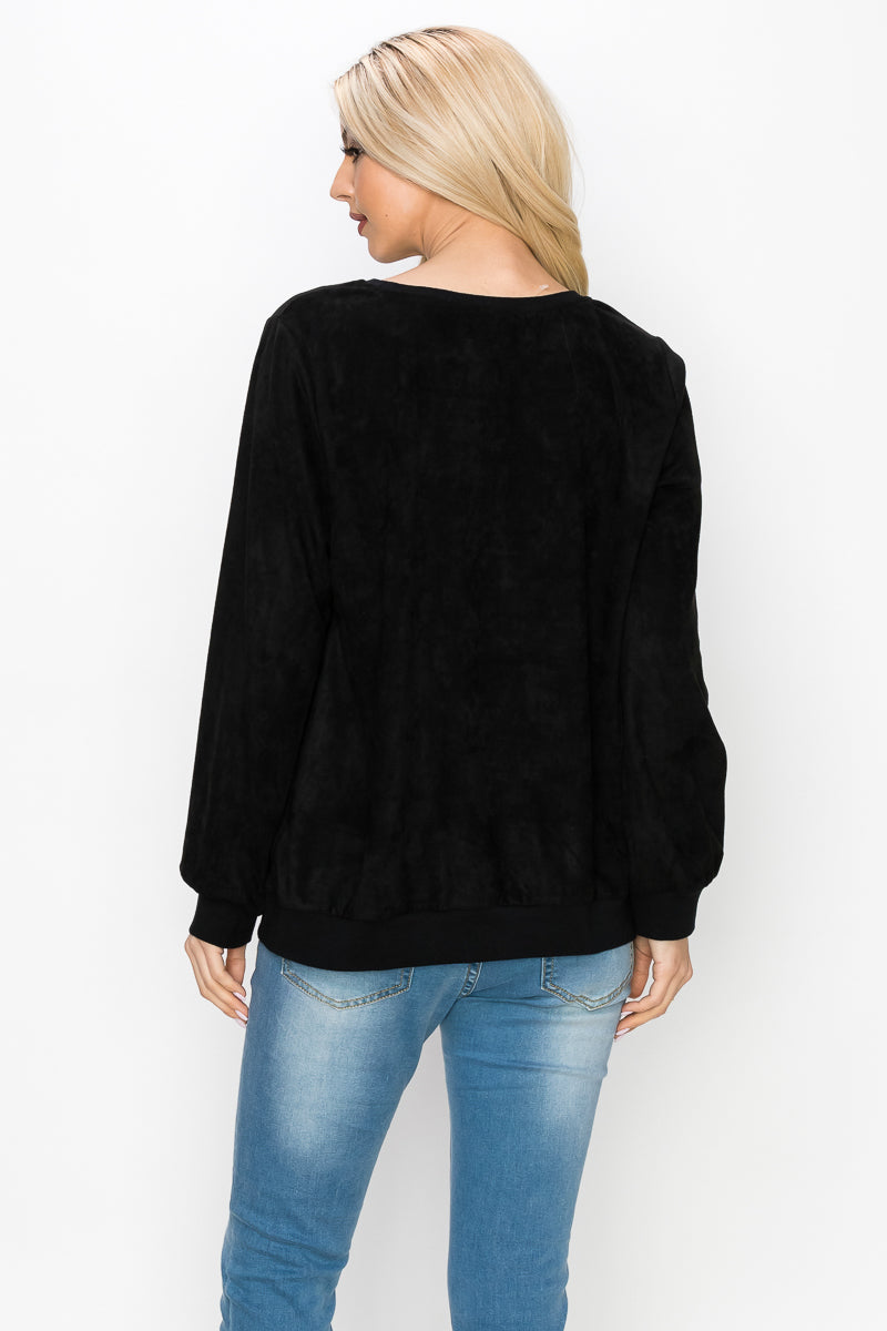 Alisa Stretch Faux Suede Top