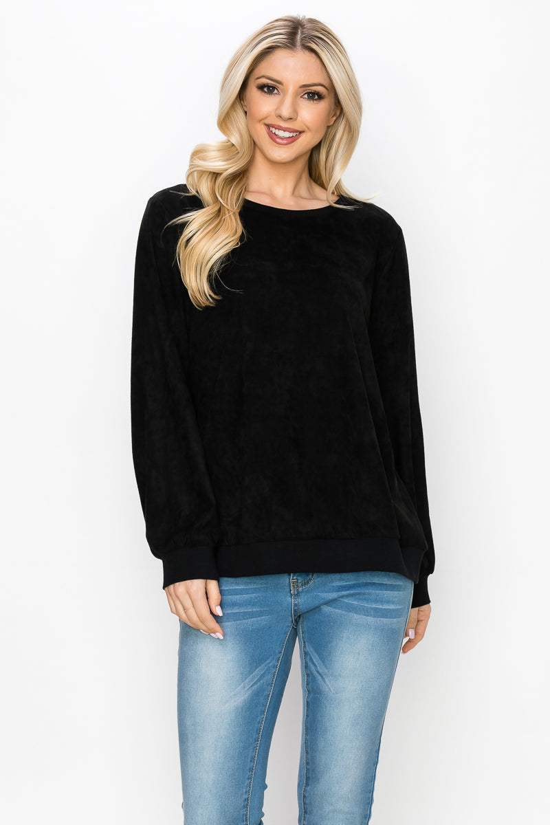 Alisa Stretch Faux Suede Top