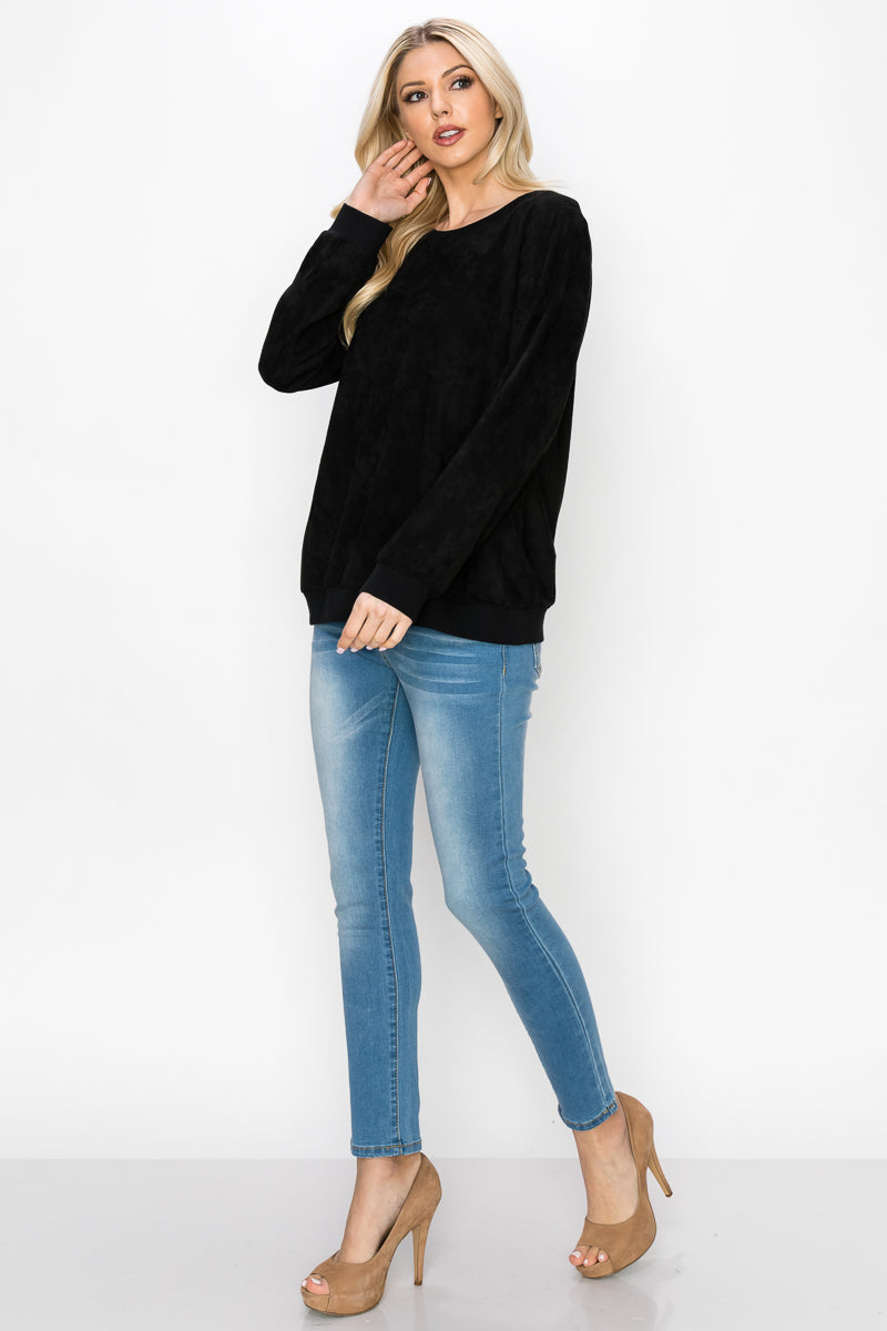 Alisa Stretch Faux Suede Top