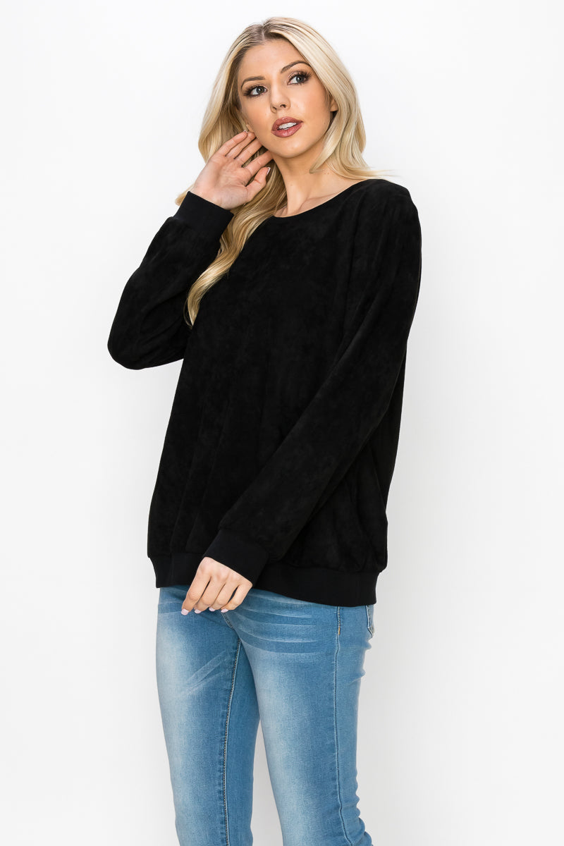 Alisa Stretch Faux Suede Top