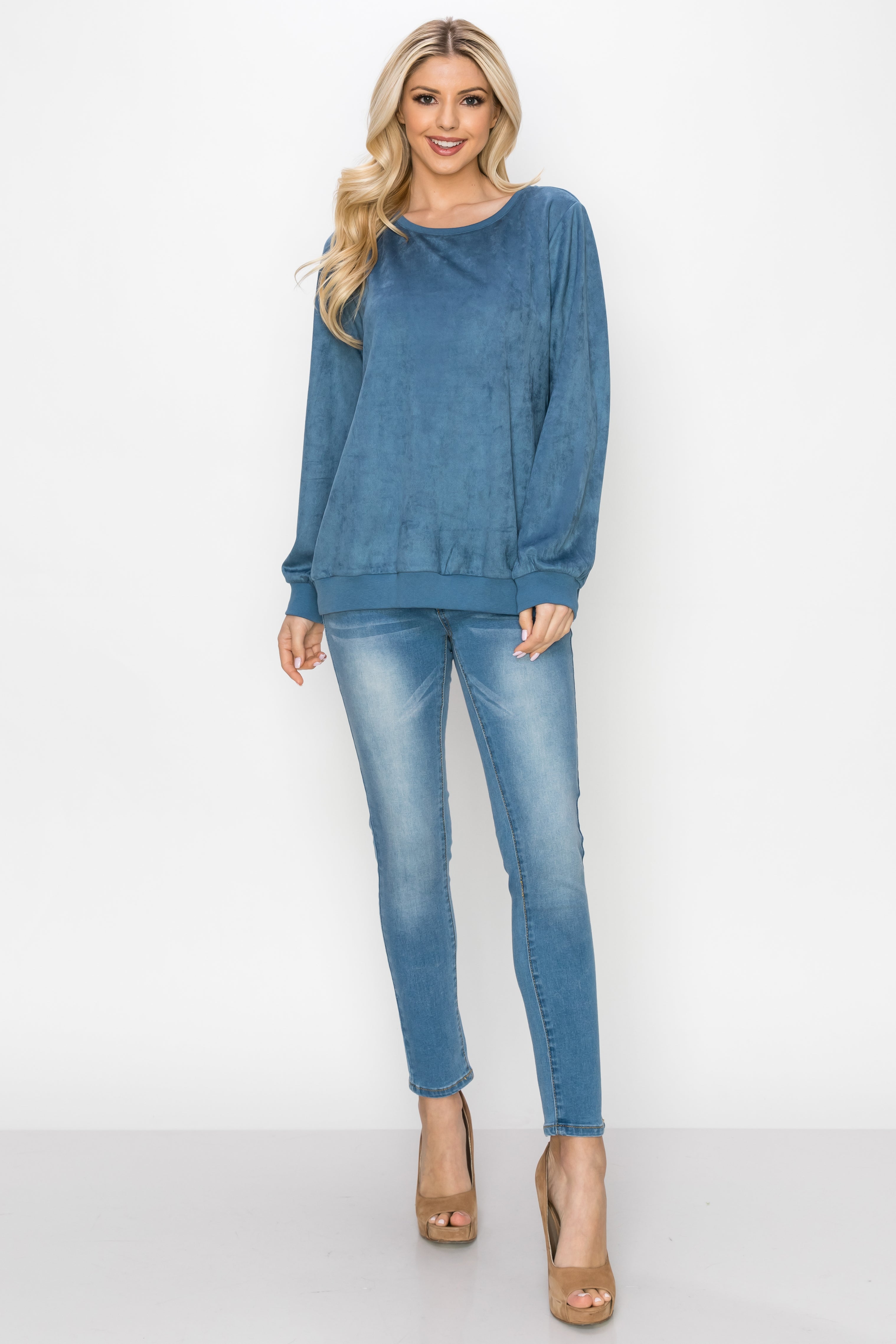 Alisa Stretch Faux Suede Top