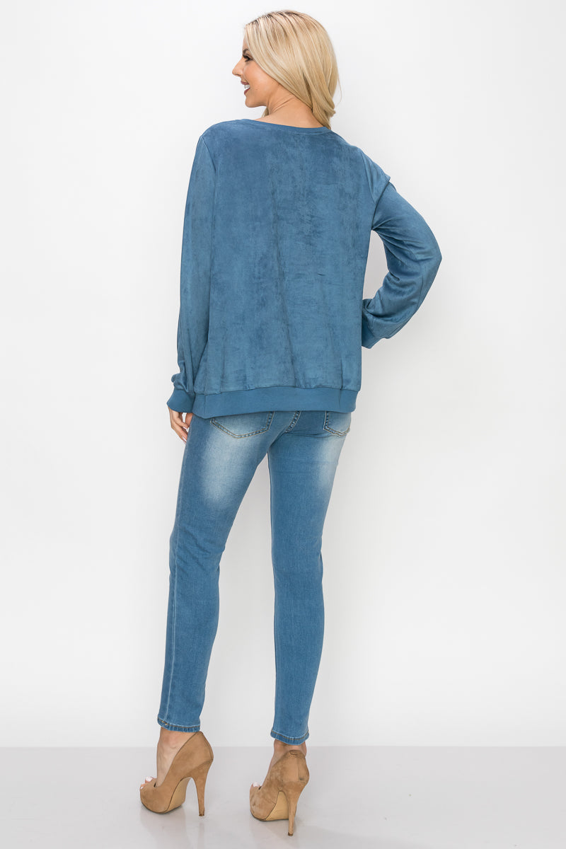 Alisa Stretch Faux Suede Top