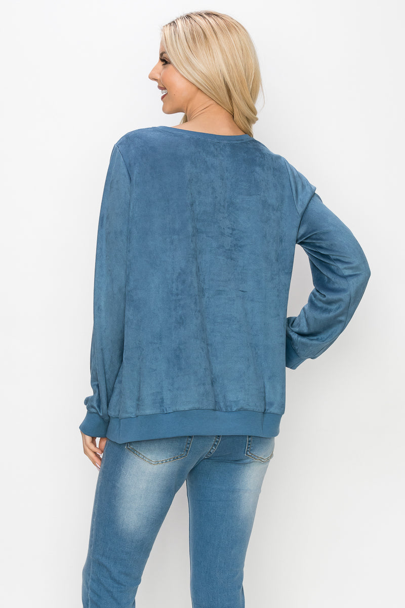 Alisa Stretch Faux Suede Top