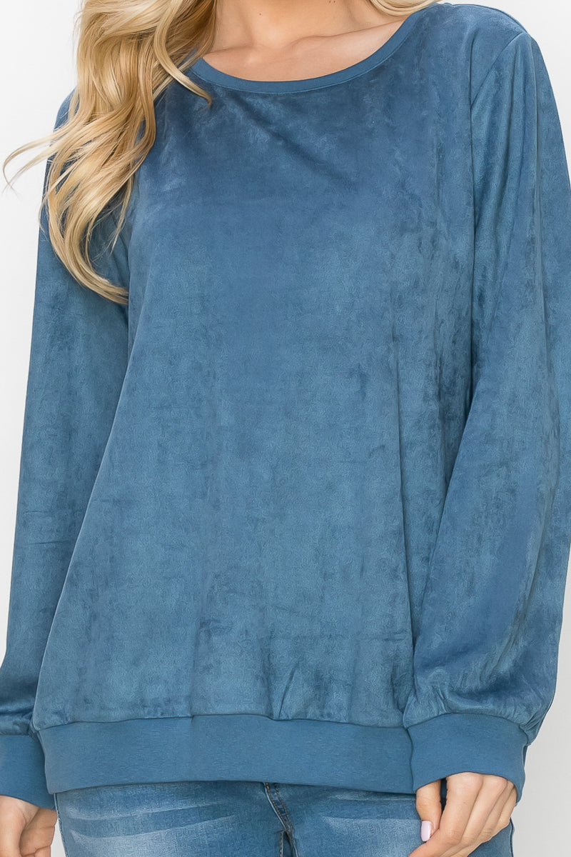 Alisa Stretch Faux Suede Top