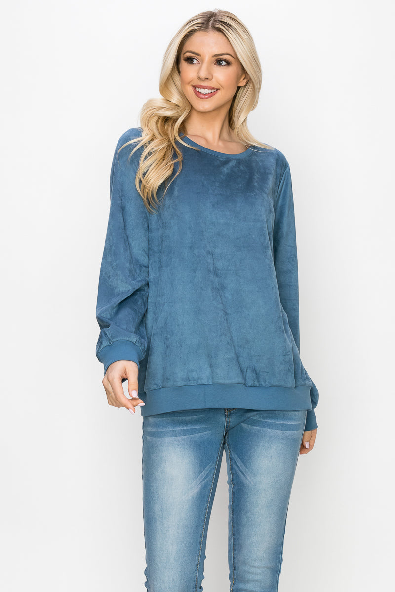 Alisa Stretch Faux Suede Top