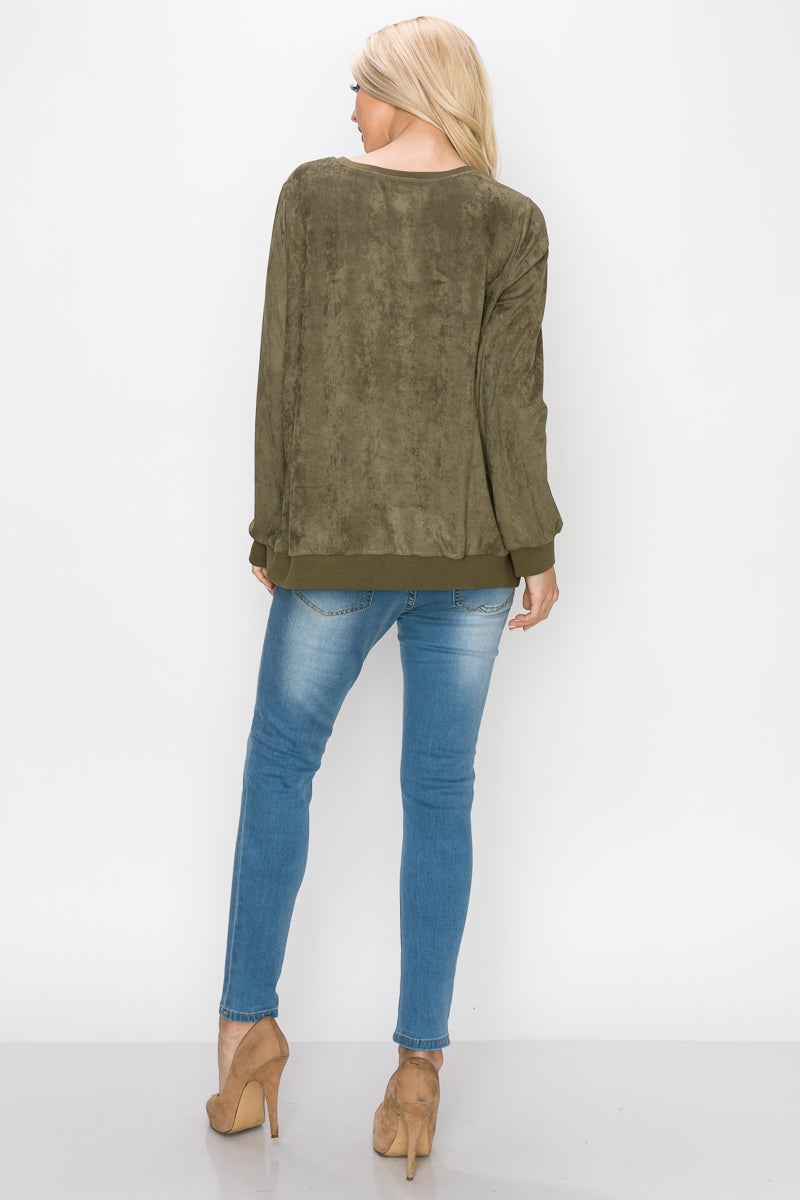 Alisa Stretch Faux Suede Top