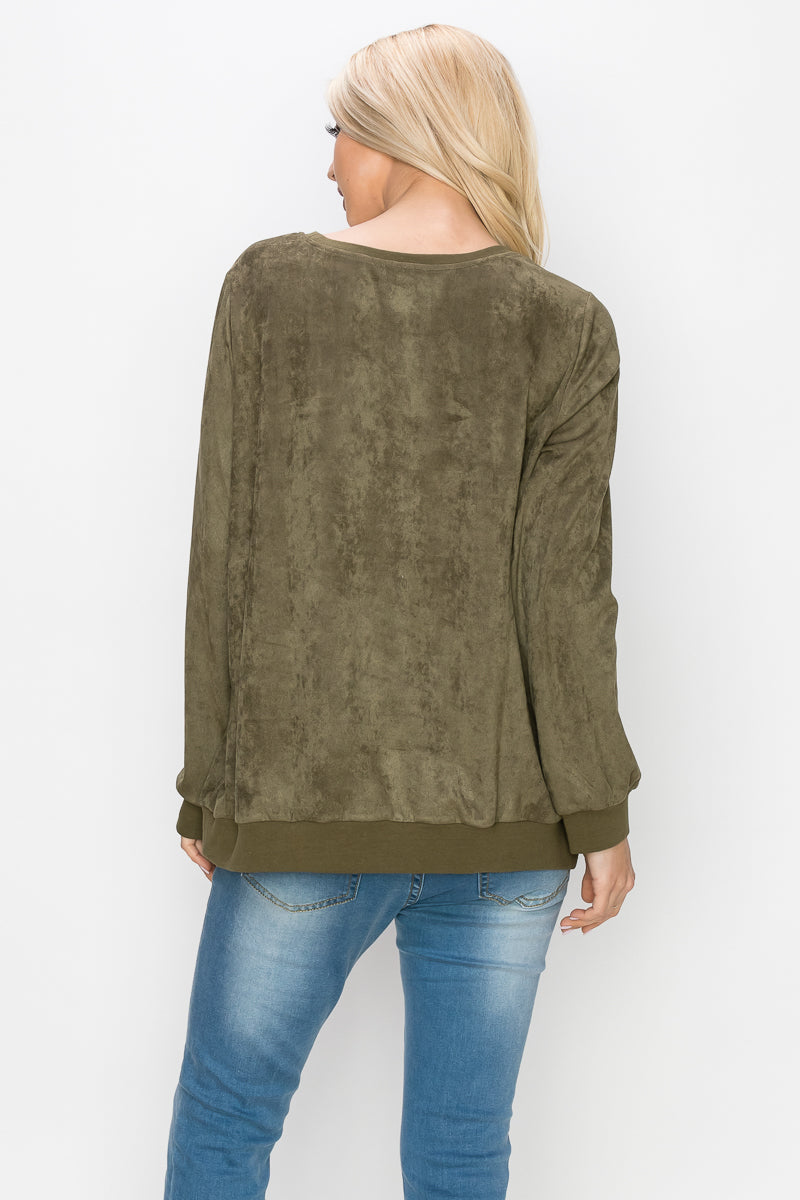 Alisa Stretch Faux Suede Top