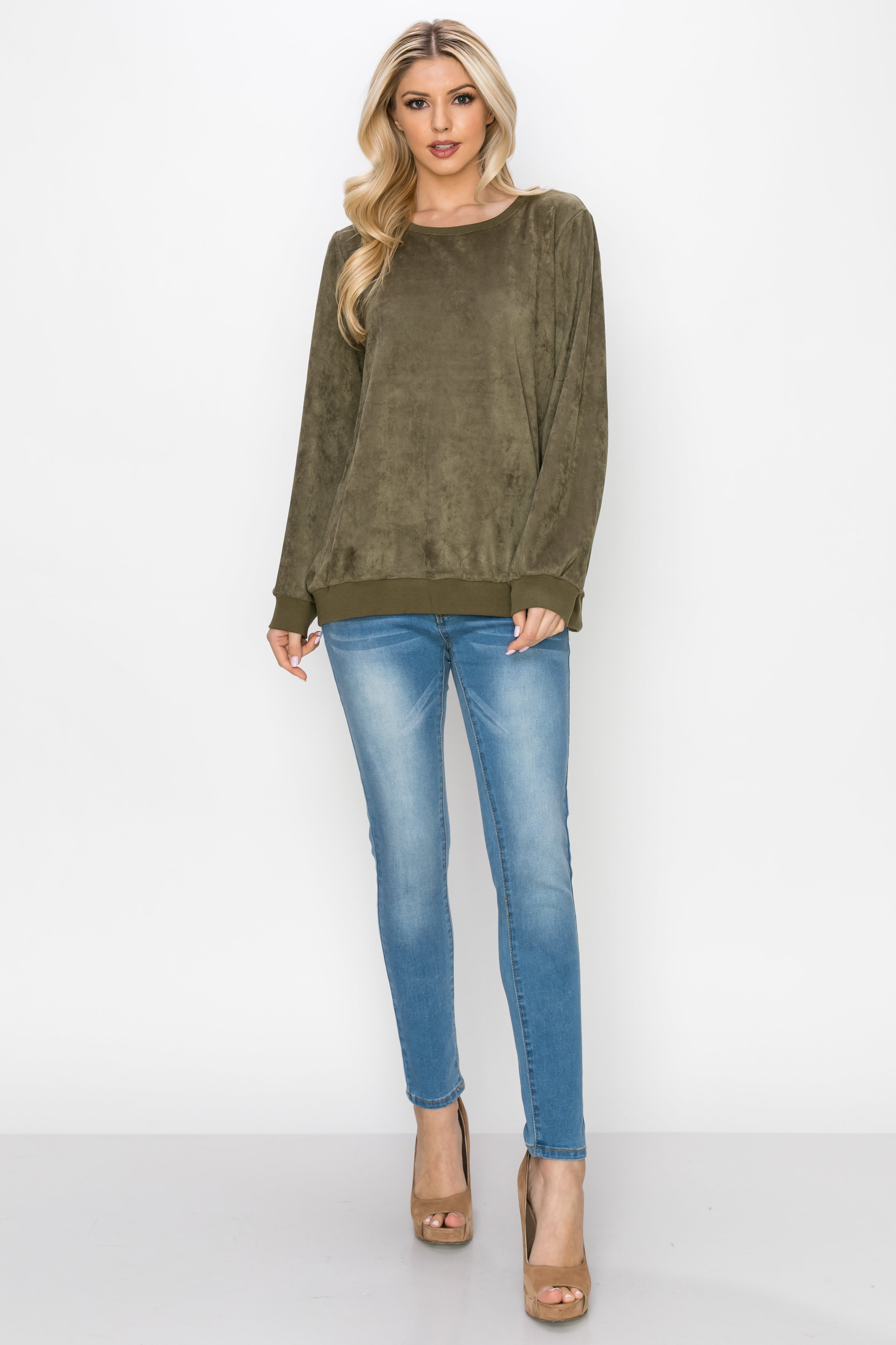 Alisa Stretch Faux Suede Top