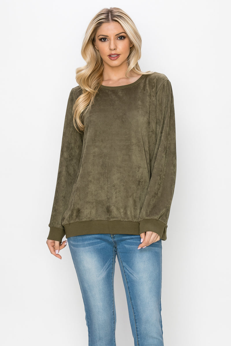 Alisa Stretch Faux Suede Top