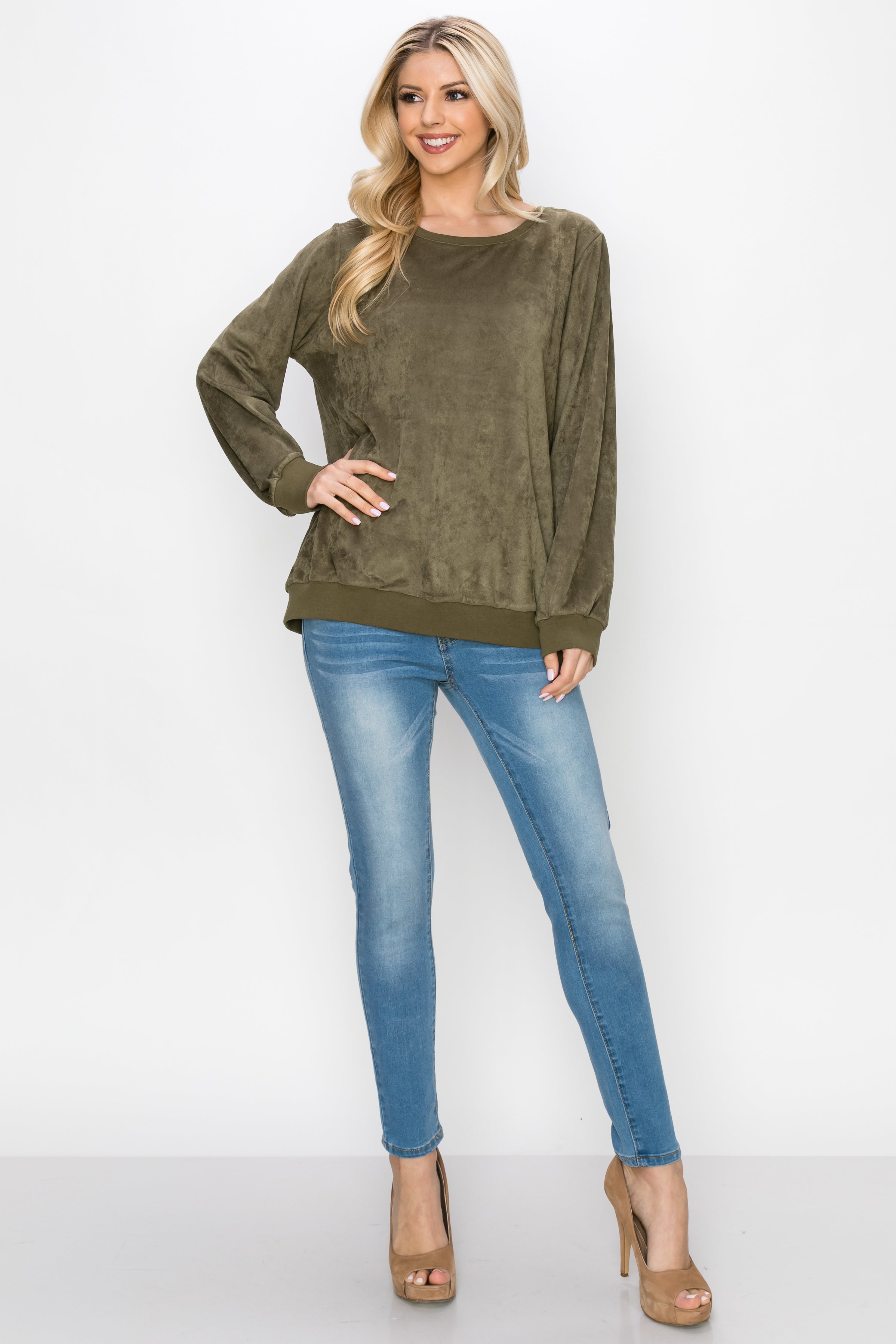 Alisa Stretch Faux Suede Top