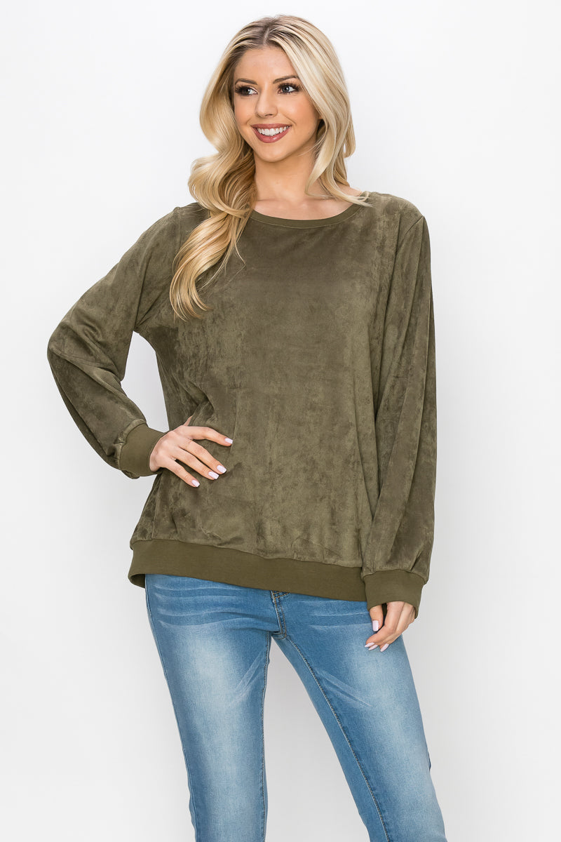 Alisa Stretch Faux Suede Top