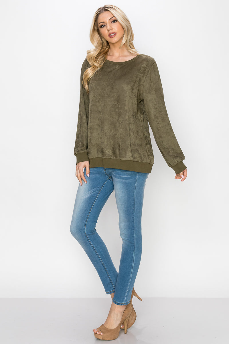 Alisa Stretch Faux Suede Top