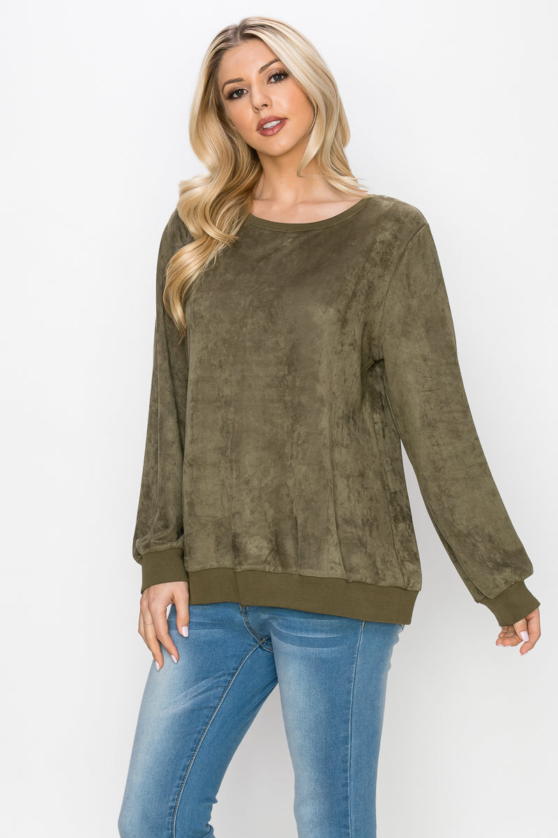 Alisa Stretch Faux Suede Top