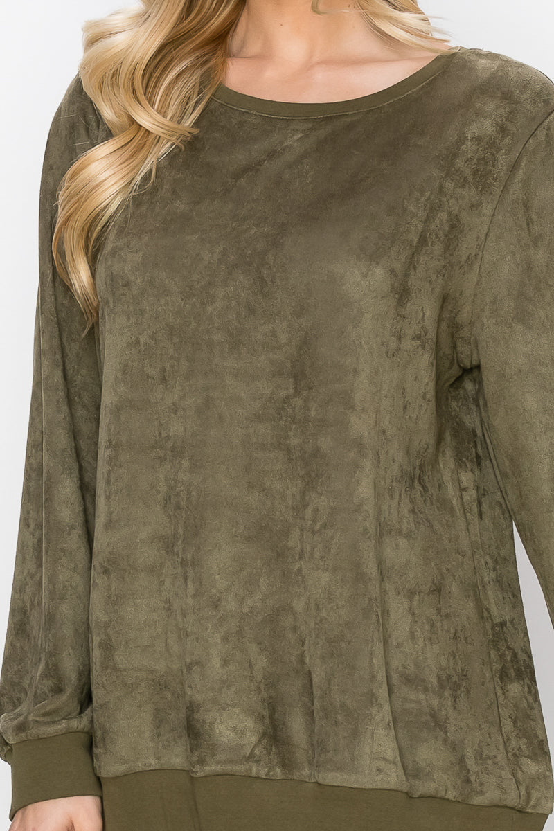 Alisa Stretch Faux Suede Top