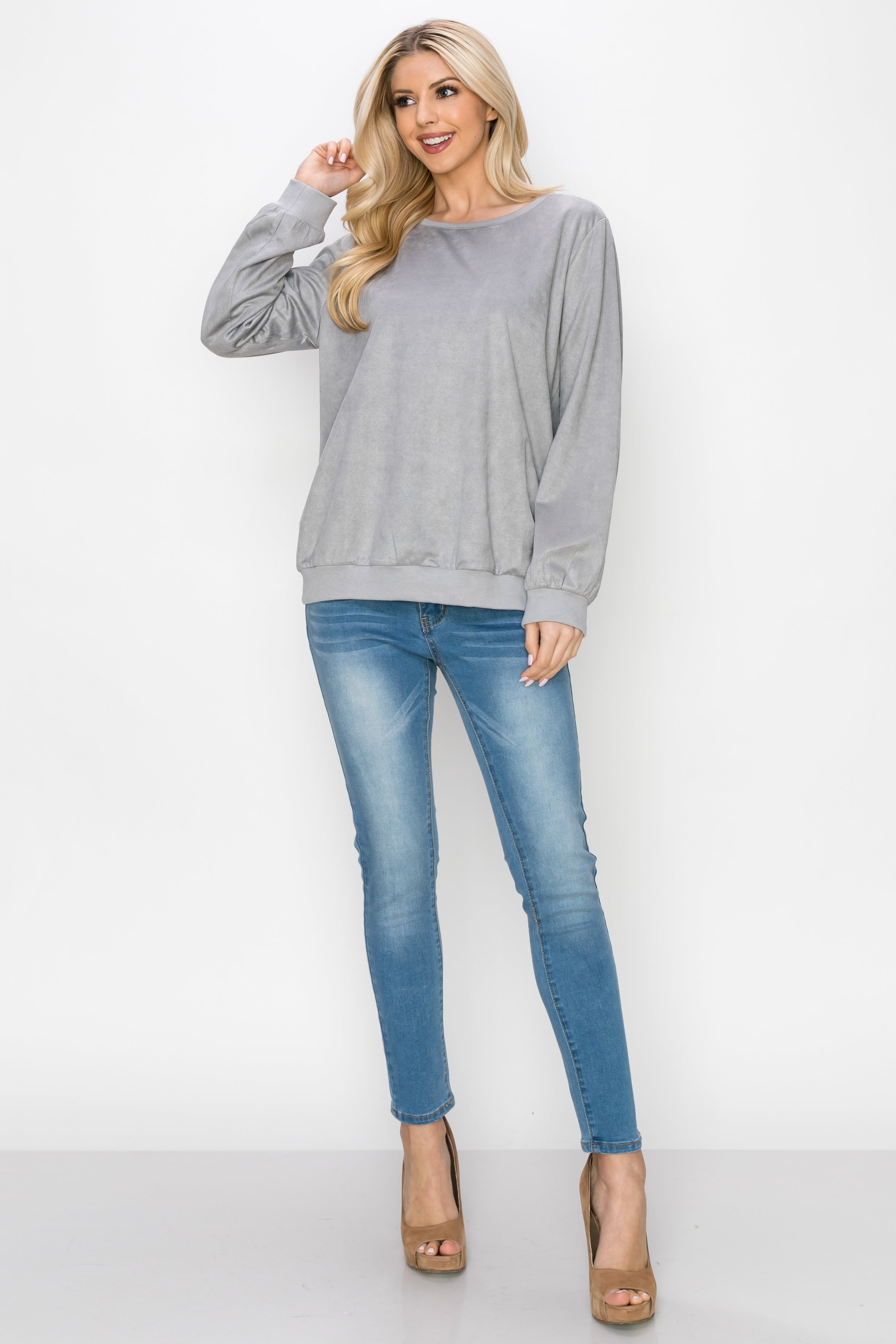 Alisa Stretch Faux Suede Top