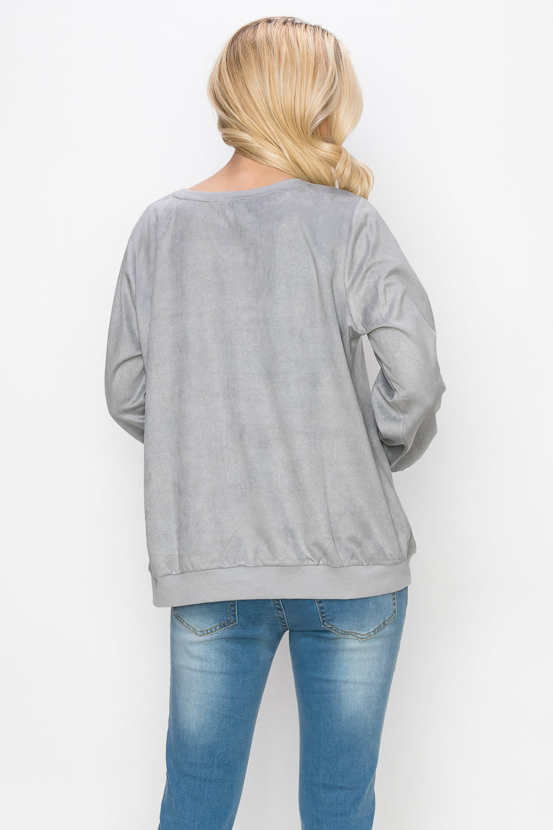 Alisa Stretch Faux Suede Top