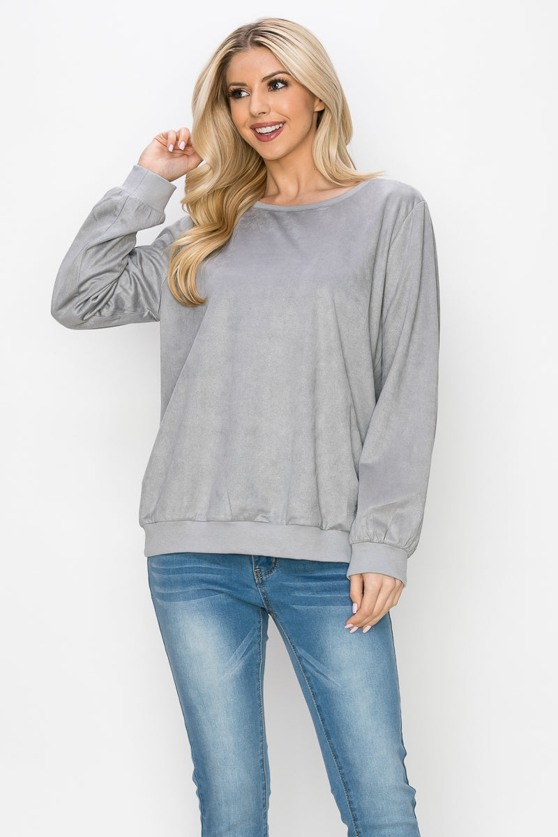 Alisa Stretch Faux Suede Top