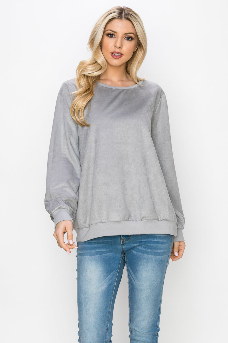 Alisa Stretch Faux Suede Top