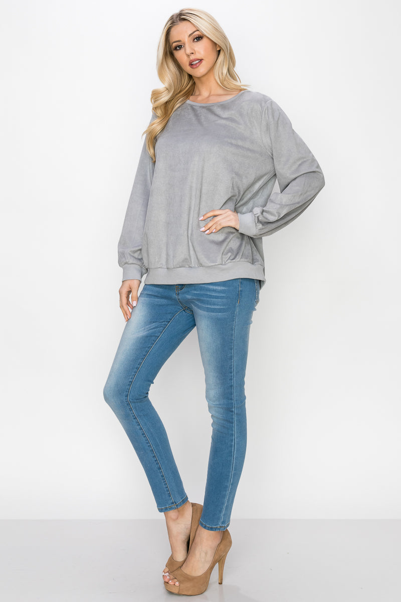 Alisa Stretch Faux Suede Top