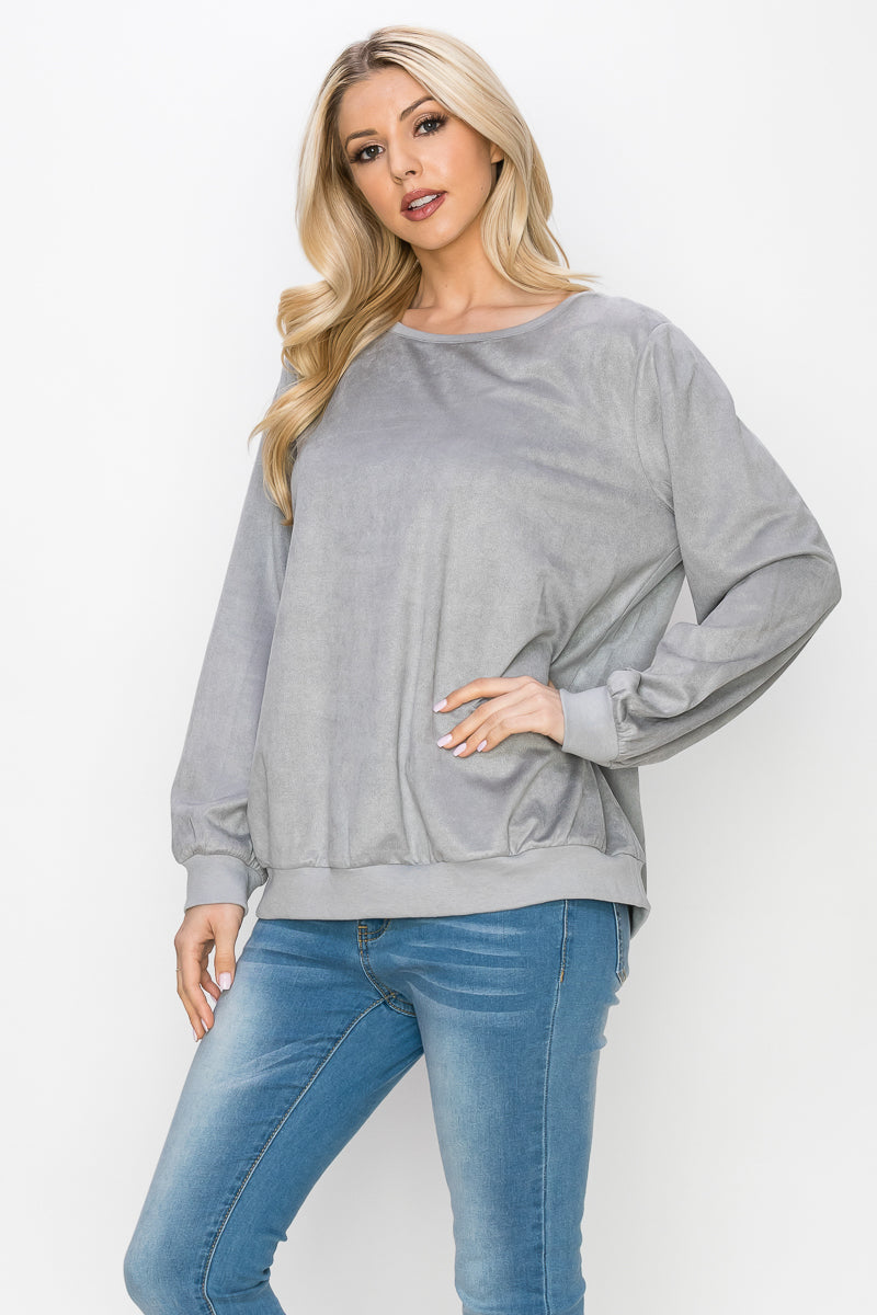 Alisa Stretch Faux Suede Top