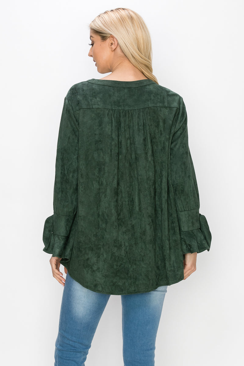 Abia Stretch Faux Suede Top