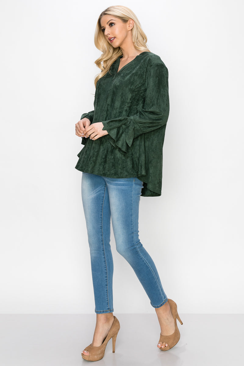 Abia Stretch Faux Suede Top