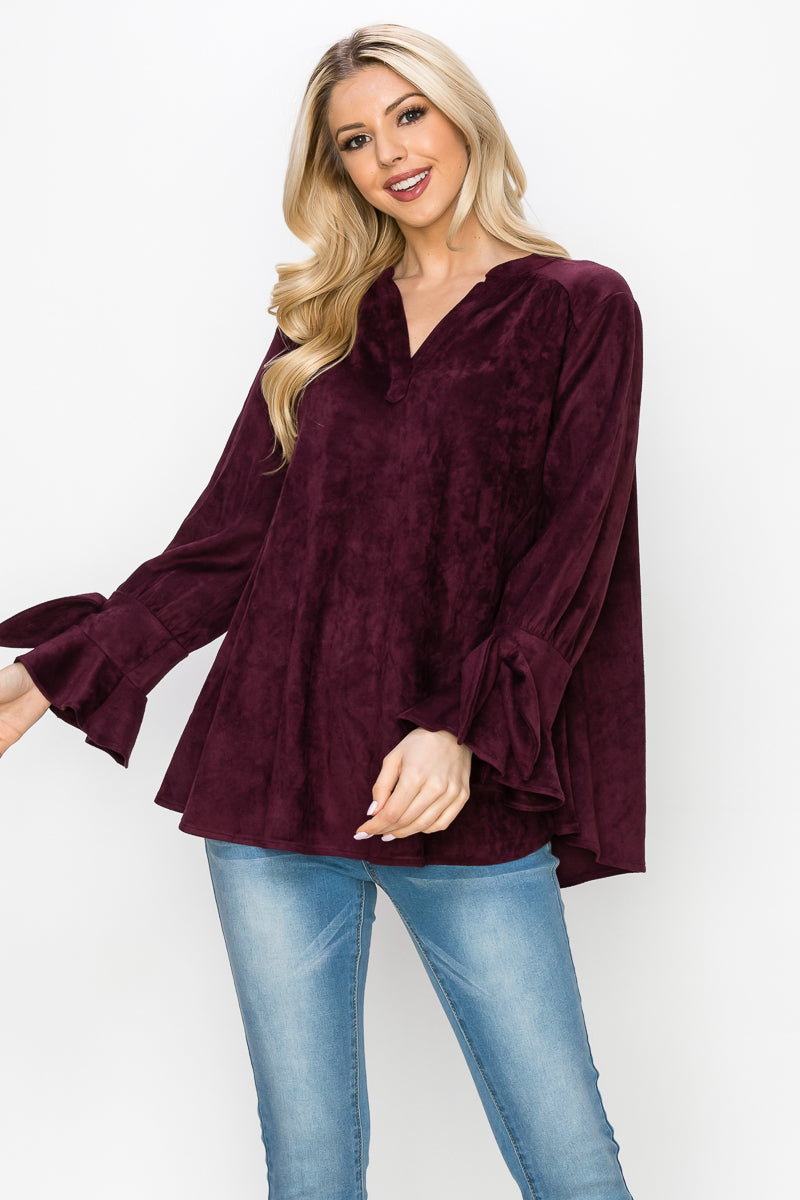 Abia Stretch Faux Suede Top