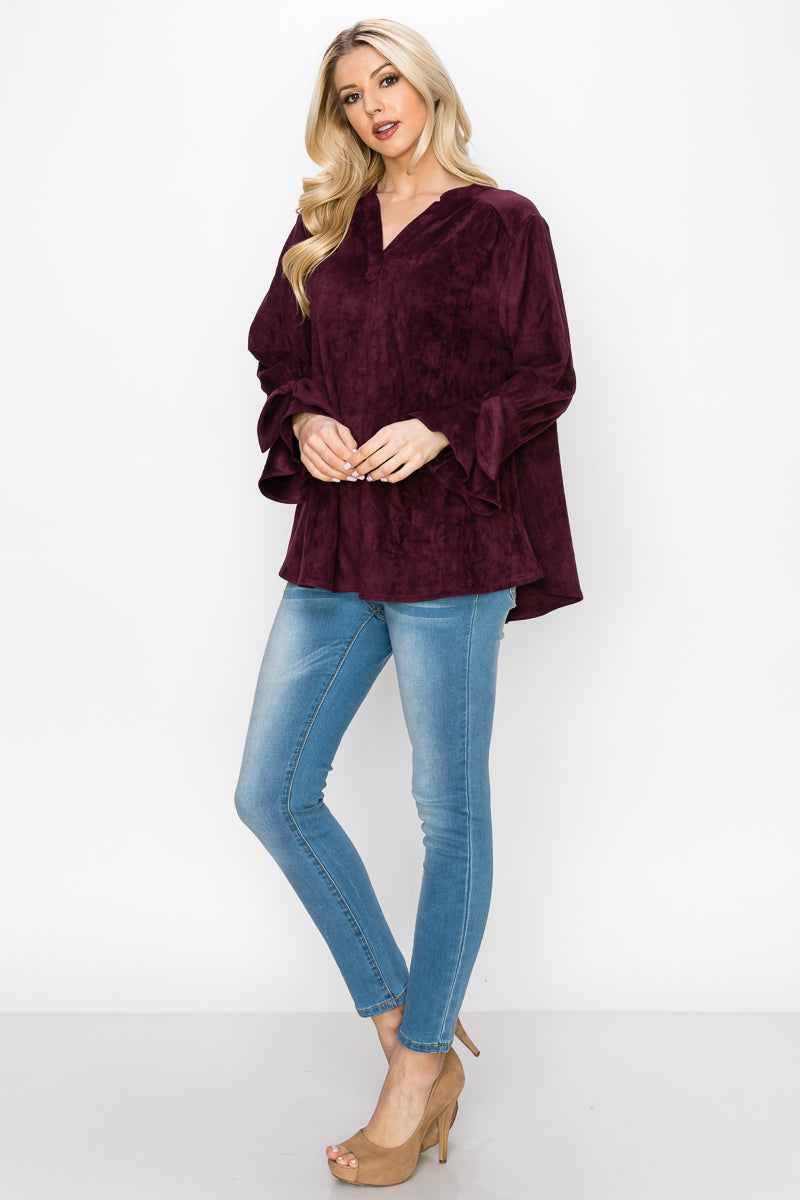 Abia Stretch Faux Suede Top