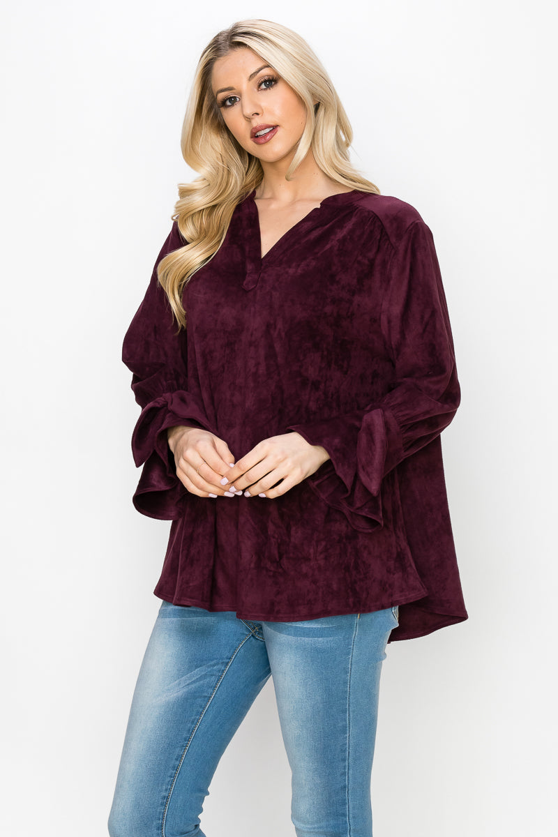 Abia Stretch Faux Suede Top