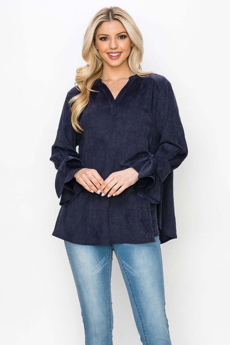 Abia Stretch Faux Suede Top