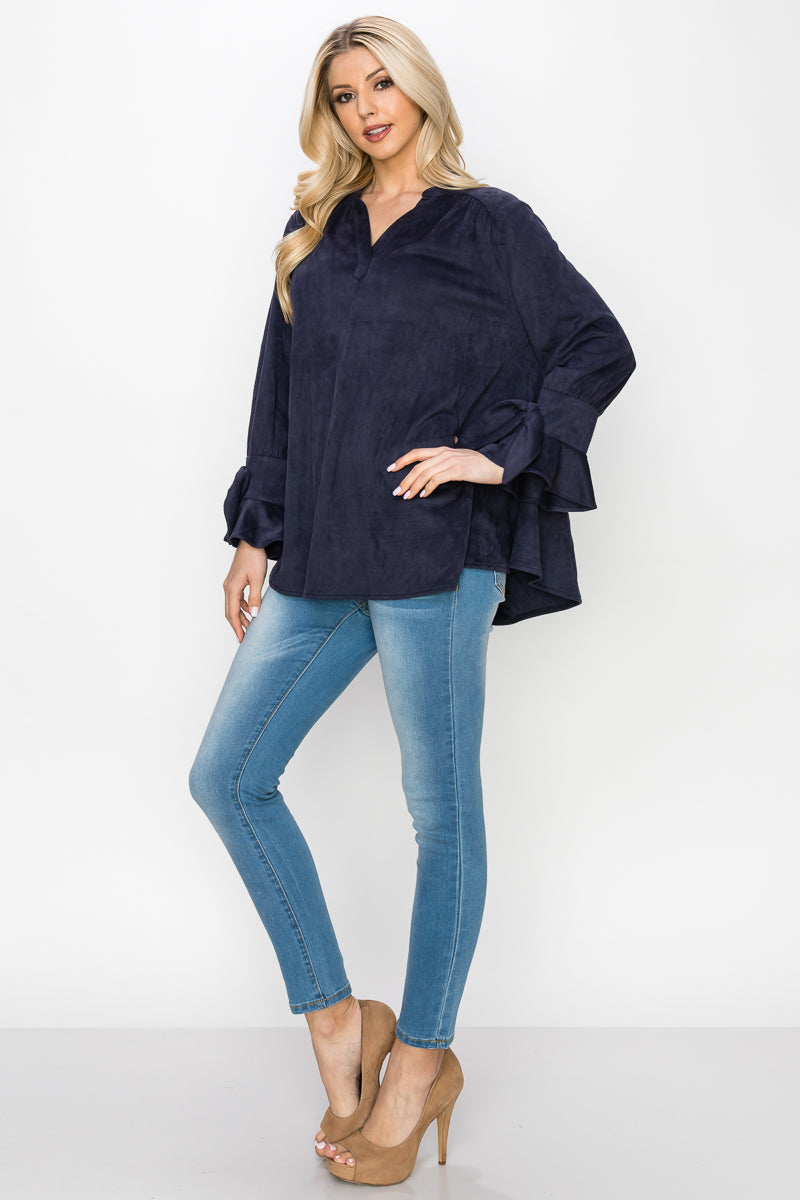 Abia Stretch Faux Suede Top