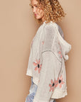 POL Floral Pattern Hooded High-Low Sweater