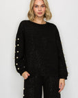JOH |Katri Stretch French Scuba Pearl Top with Glitter