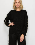 JOH |Katri Stretch French Scuba Pearl Top with Glitter