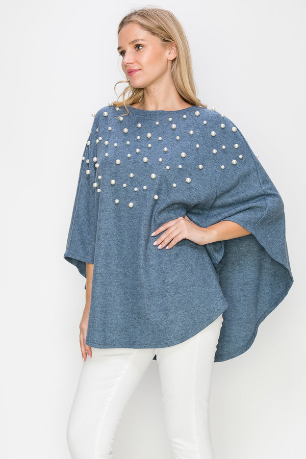 Shelia Knit Pearl Poncho