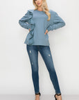 Tania Knit Ruffled Top - My Pampered Life Seattle