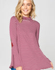 e Luna Striped Jersey Turtle Neck Casual Top