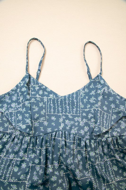 Floral Knot Spaghetti Straps Flared Dress